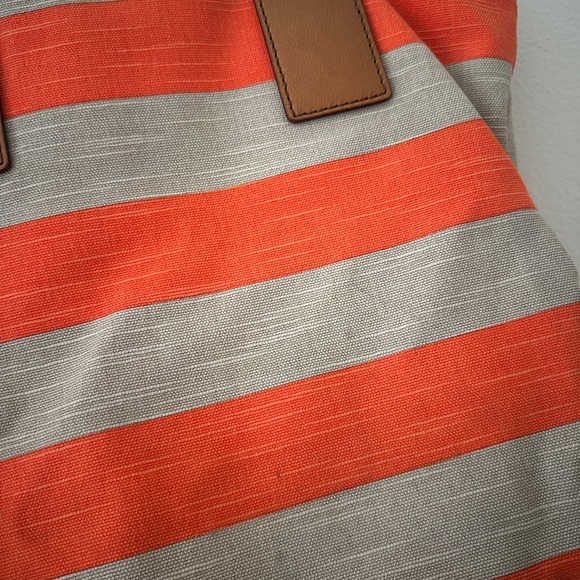 Kate Spade Orange and Tan Striped Tote Bag - Picture 3 of 6